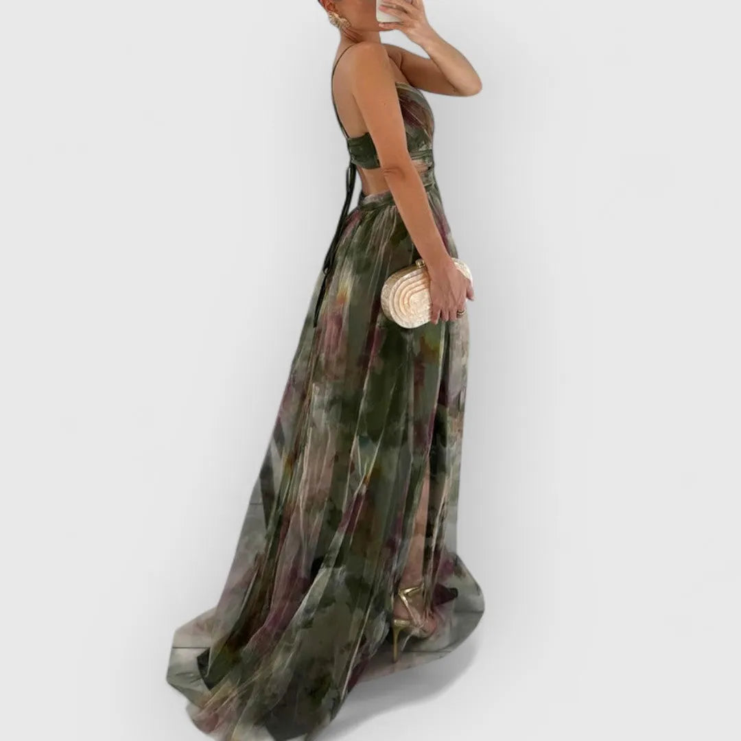 Robe longue fleurie dos nu
