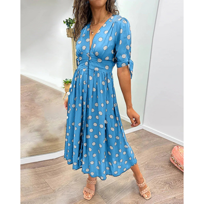 Robe Midi Élégante à Pois