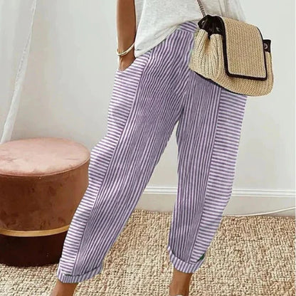 Pantalon fluide rayé pour l’été