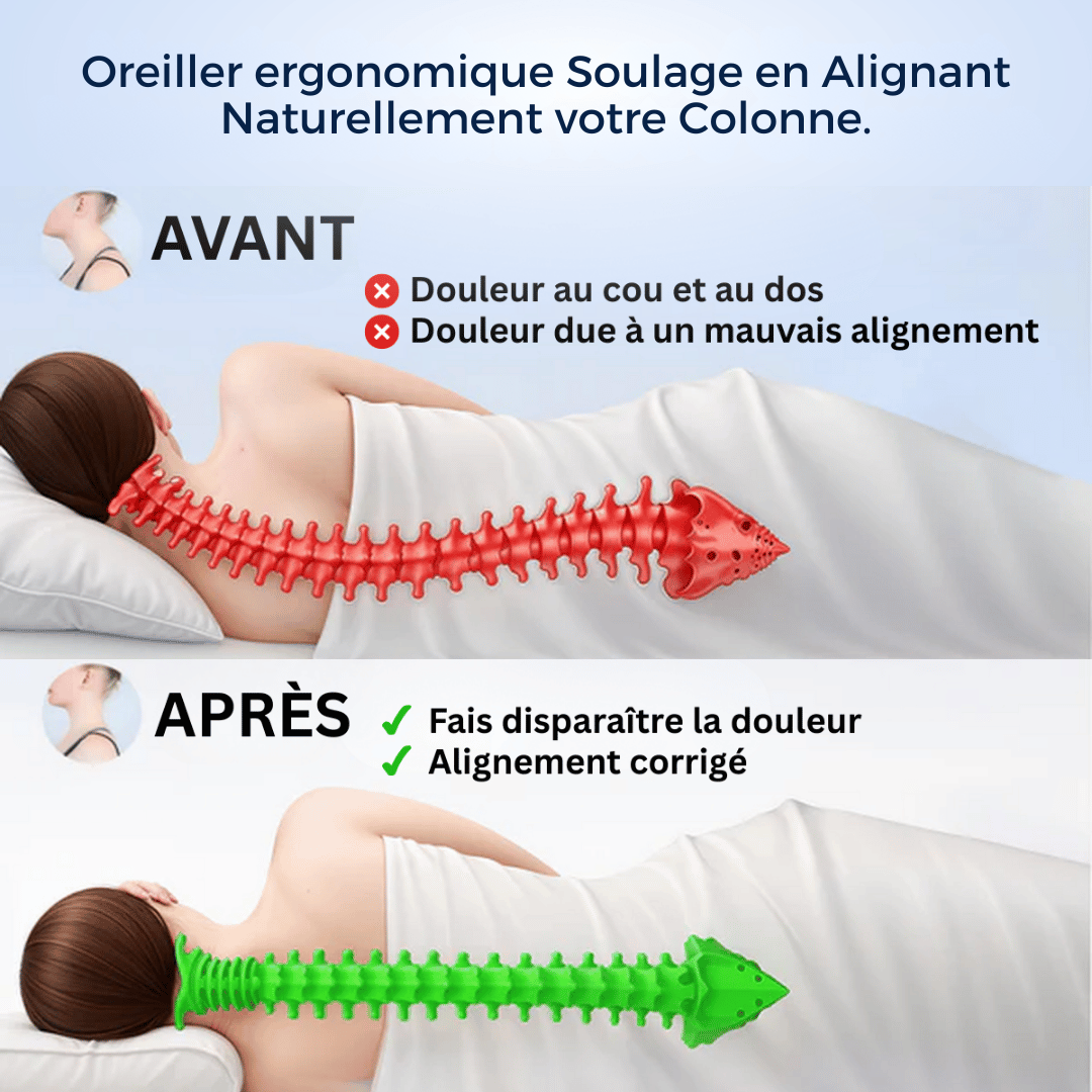 Oreiller ergonomique anti-douleur cervicale