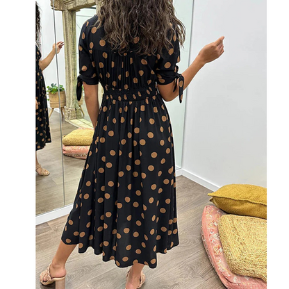 Robe Midi Élégante à Pois