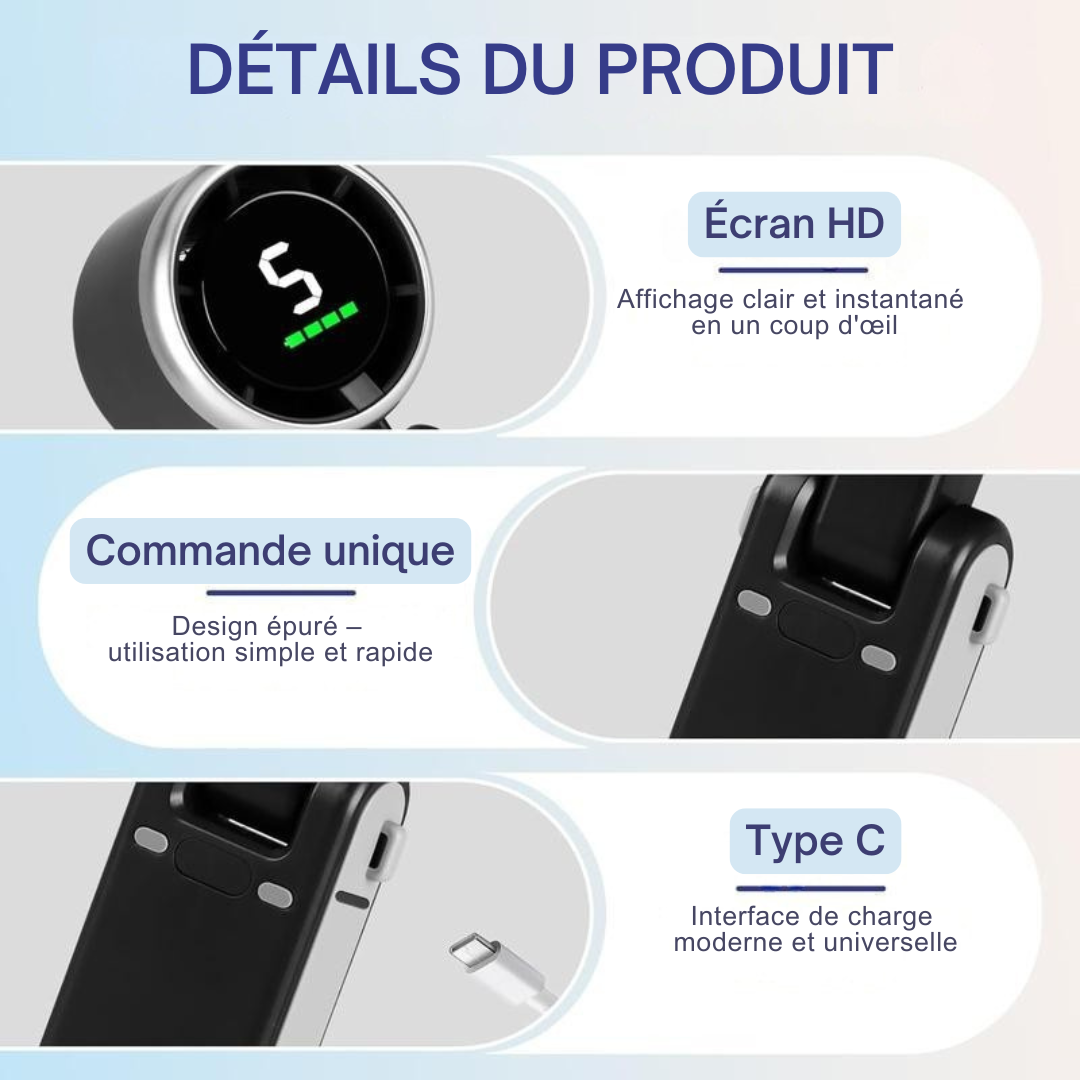 Ventilateur de Poche Turbo – Rechargeable et Ultra-Puissant
