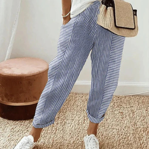 Pantalon fluide rayé pour l’été