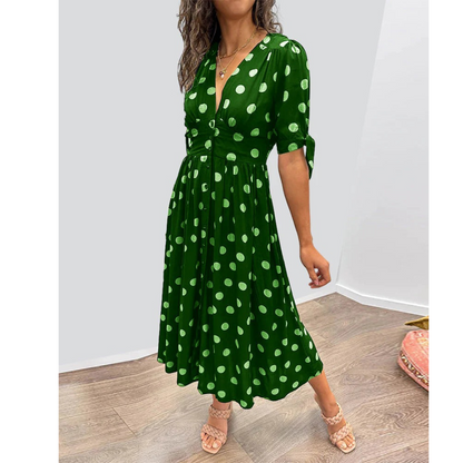 Robe Midi Élégante à Pois