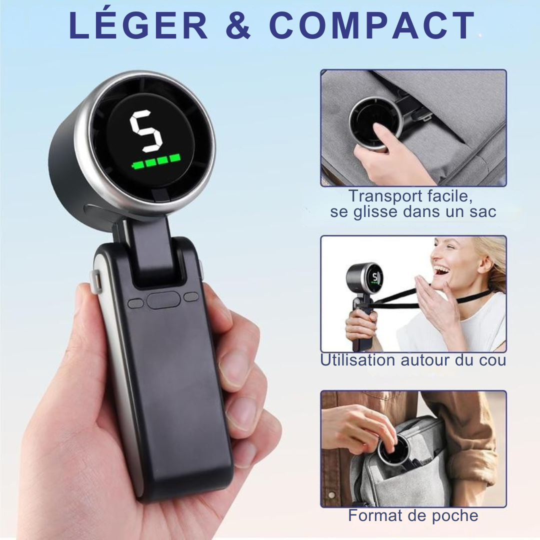 Ventilateur de Poche Turbo – Rechargeable et Ultra-Puissant