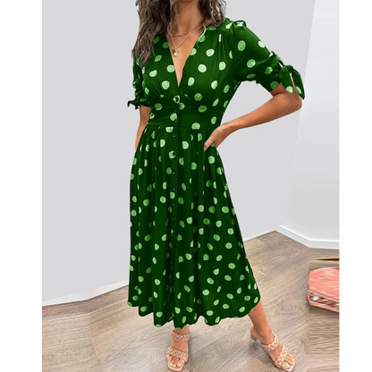 Robe Midi Élégante à Pois