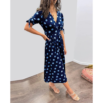 Robe Midi Élégante à Pois