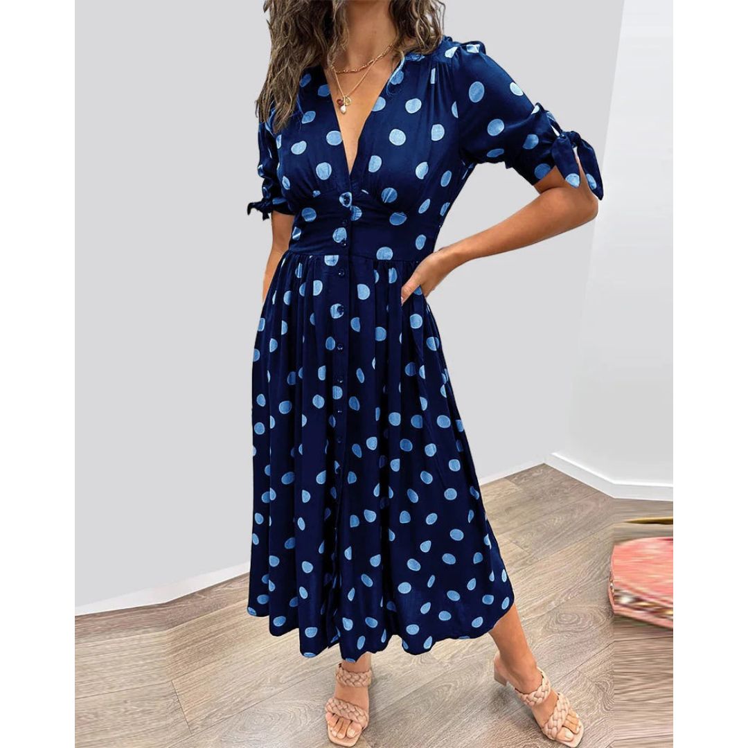 Robe Midi Élégante à Pois